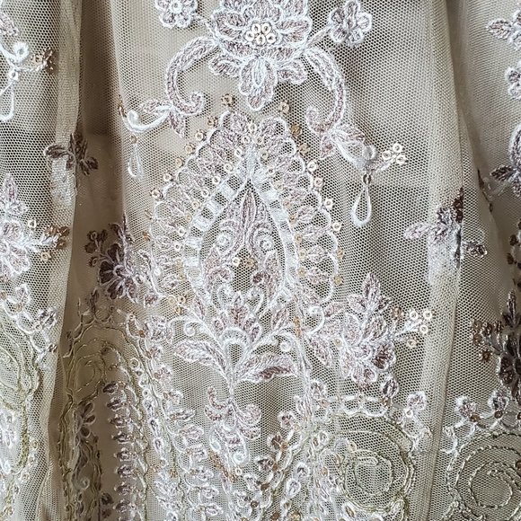 Maria B Off White / Beige Dress with Beautiful Embroidery (3 piece suit) - Picture 12 of 15